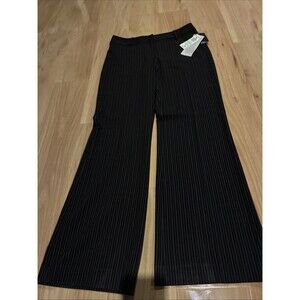 Alfani Flare Pin Stripe Dress Pants/ Size 8/ Black With White Stripes- NWT